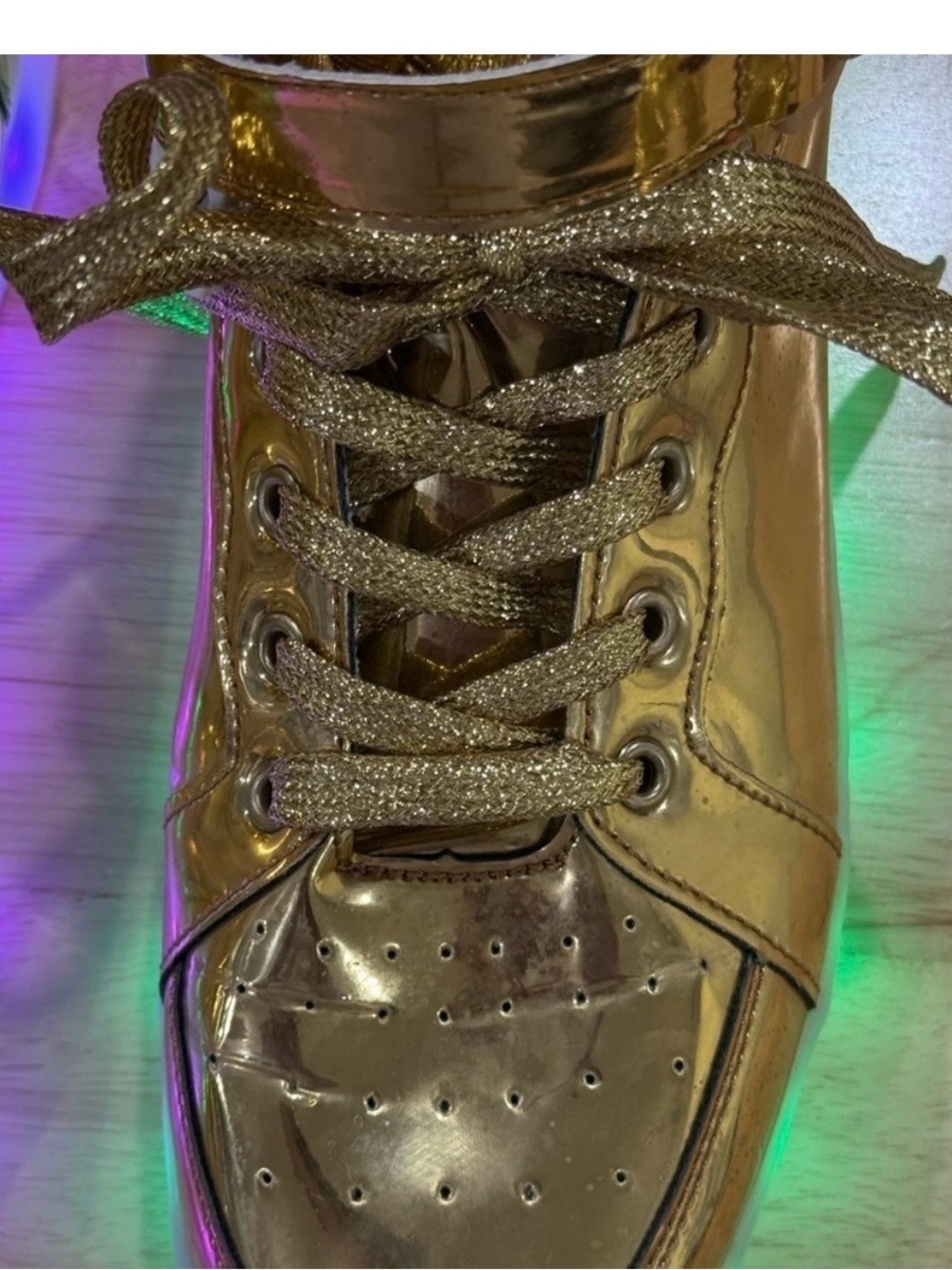 Gold Light-Up Sneakers with Multicolor LED Soles - Picture 4 of 7